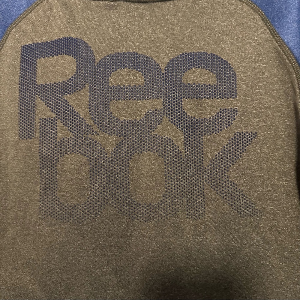 Reebok Heather Blue Charcoal Grey Hoodie Pullover Jacket (Kid's Medium) - Picture 4 of 9